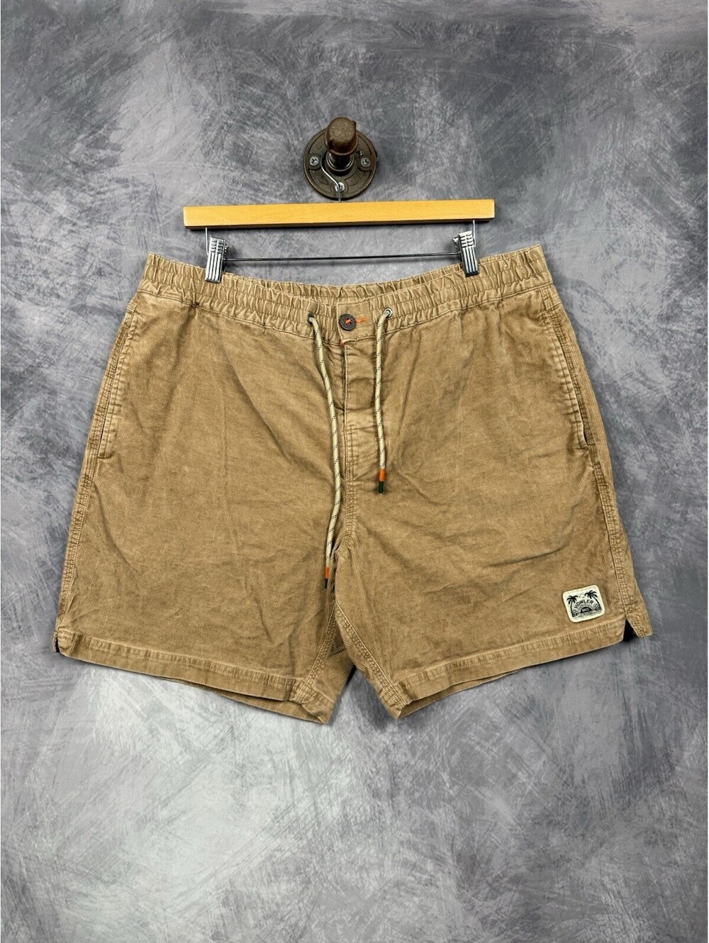 Howler Bros Corduroy Shorts Mens 38 Khaki Elastic Waist Drawstring Horizon